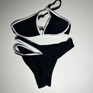 Soly Hux Black White One Shoulder Bikini Swimsuit New S